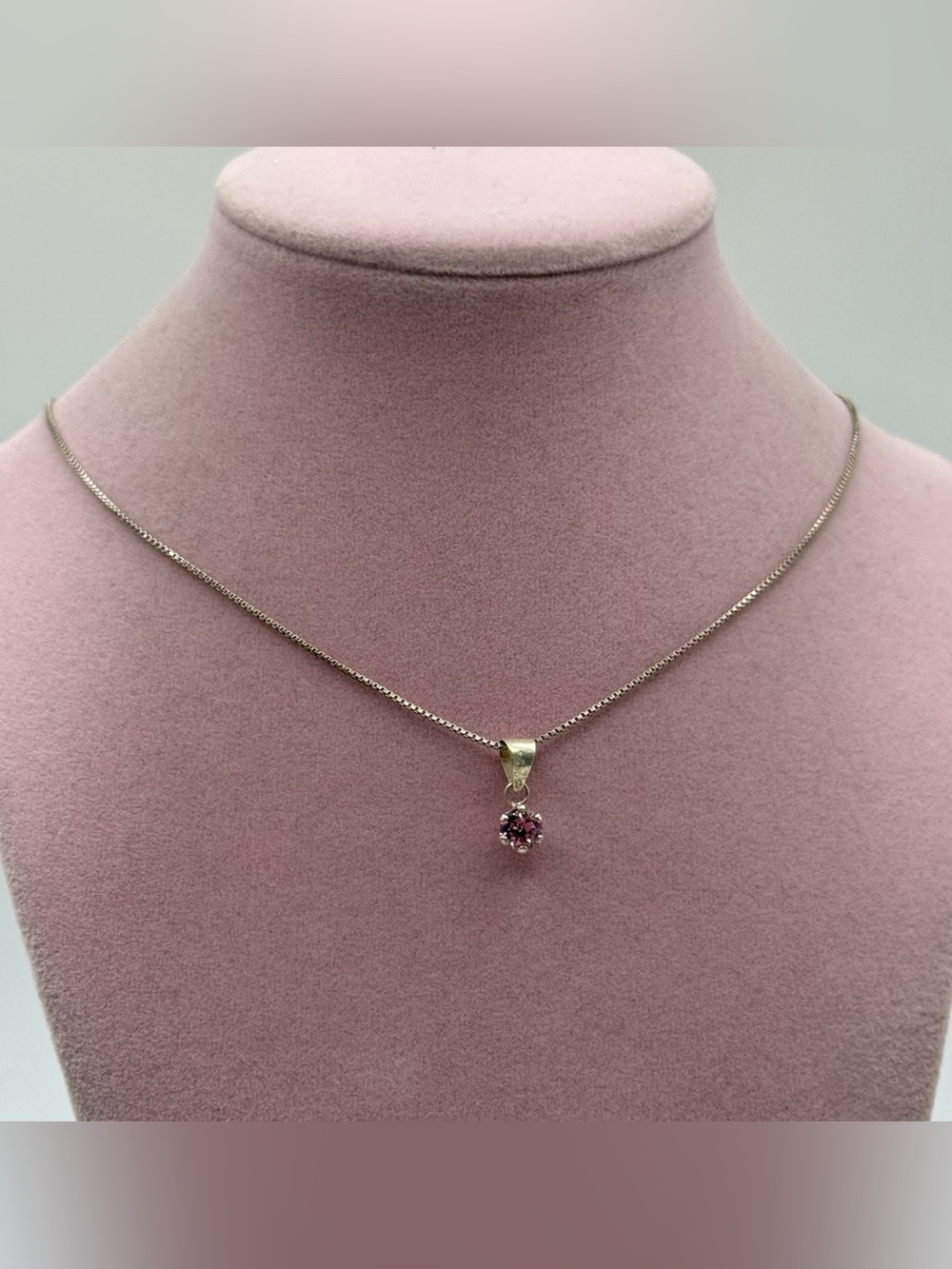 Sterling Silver Pink Gemstone Pendant Necklace